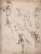 Six studies fur naked or clothed men Leonardo Da Vinci